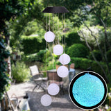 2V 40maH Solar Smart Light Control Wave Ball Wind Chime Style Corridor Decoration Pendant 6 F5 Lamp Beads Black Solar Panel Colorful Light **