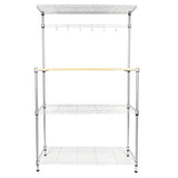 Four-tier Powder Coating Baker's Rack Microwave Oven Rack with MDF Board & 6pcs Wave Rod Silver