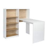 FCH Particleboard Pasted Triamine Steel Frame With Four Simple Bookshelf Computer Desk White Wood Grain Color **