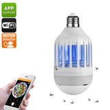 IP Camera - Light Bulb Design, Bug Zapper, Motion Detection, App Support, 128GB SD Card Recording, 960p, 120 Lumen LED