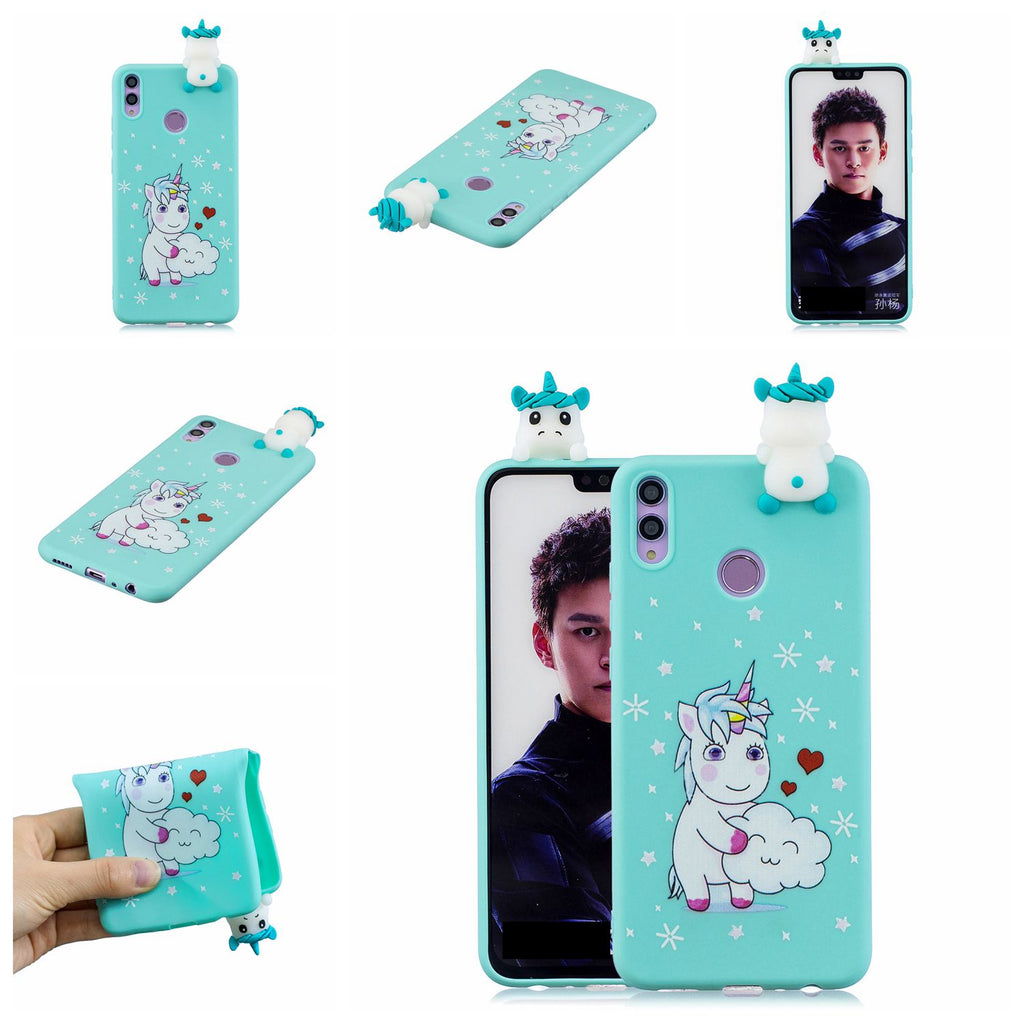 For Huawei Nova 3I 3D Cartoon Lovely Coloured Painted Soft TPU Back Cover Non-slip Shockproof Full Protective Case Love unicorn