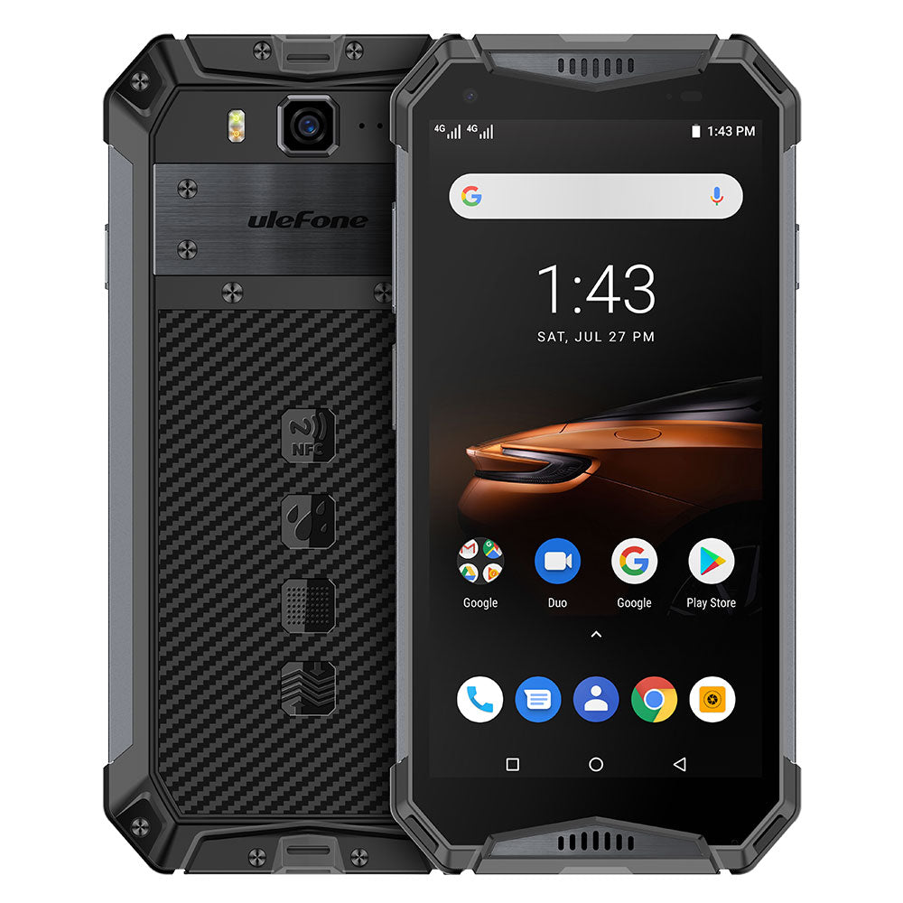 Ulefone Armor 3W IP68 Waterproof Mobile Phones Android 9.0 5.7"" Helio P70 6G+64G Face ID NFC Global Version Smartphone black