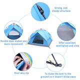 2-3 Person Double-Deck Tow-Door Hydraulic Automatic Tent Free Build Outdoor Tent Blue **