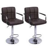 2pcs 60-80cm 6 Checks Round Cushion Bar Stools with Armrest Coffee