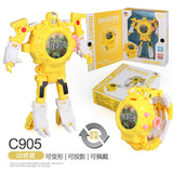 Cartoon Watch Toy Deformation Robot Electronic with Project Children's Toys Yellow (no projection deformable)