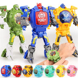 Cartoon Watch Toy Deformation Robot Electronic with Project Children's Toys Yellow (no projection deformable)