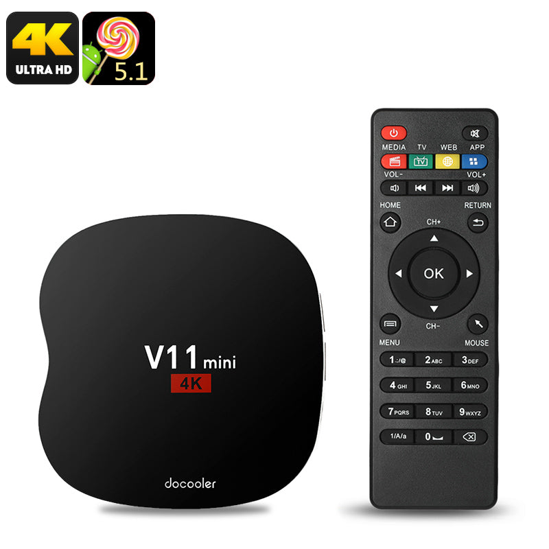 COOWELL V11 Mini Android TV Box - Android 5.1, Quad-Core CPU, 4K Support, 3D Movie Support, WiFi, Google Play, Kodi TV