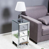 Modern and Contemporary Mirrored 3-Drawers Nightstand Bedside Table