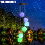 2V 40maH Solar Smart Light Control Wave Ball Wind Chime Style Corridor Decoration Pendant 6 F5 Lamp Beads Black Solar Panel Colorful Light **