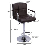 2pcs 60-80cm 6 Checks Round Cushion Bar Stools with Armrest Coffee