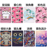 For iPad mini 1/2/3/4/5 Laptop Protective Case Frront Snap Color Painted Smart Stay PU Cover Crown cat