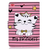 For iPad mini 1/2/3/4/5 Laptop Protective Case Frront Snap Color Painted Smart Stay PU Cover Crown cat