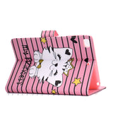 For iPad mini 1/2/3/4/5 Laptop Protective Case Frront Snap Color Painted Smart Stay PU Cover Crown cat