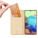 DUX DUCIS For Samsung A71 5G Leather Mobile Phone Cover Magnetic Protective Case Bracket with Cards Slot Gold