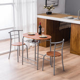 Brown Wood Grain PVC Breakfast Table (One Table and Two Chairs) **