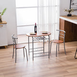 Brown Wood Grain PVC Breakfast Table (One Table and Two Chairs) **