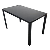 Simple Assembled Tempered Glass & Iron Dinner Table Black