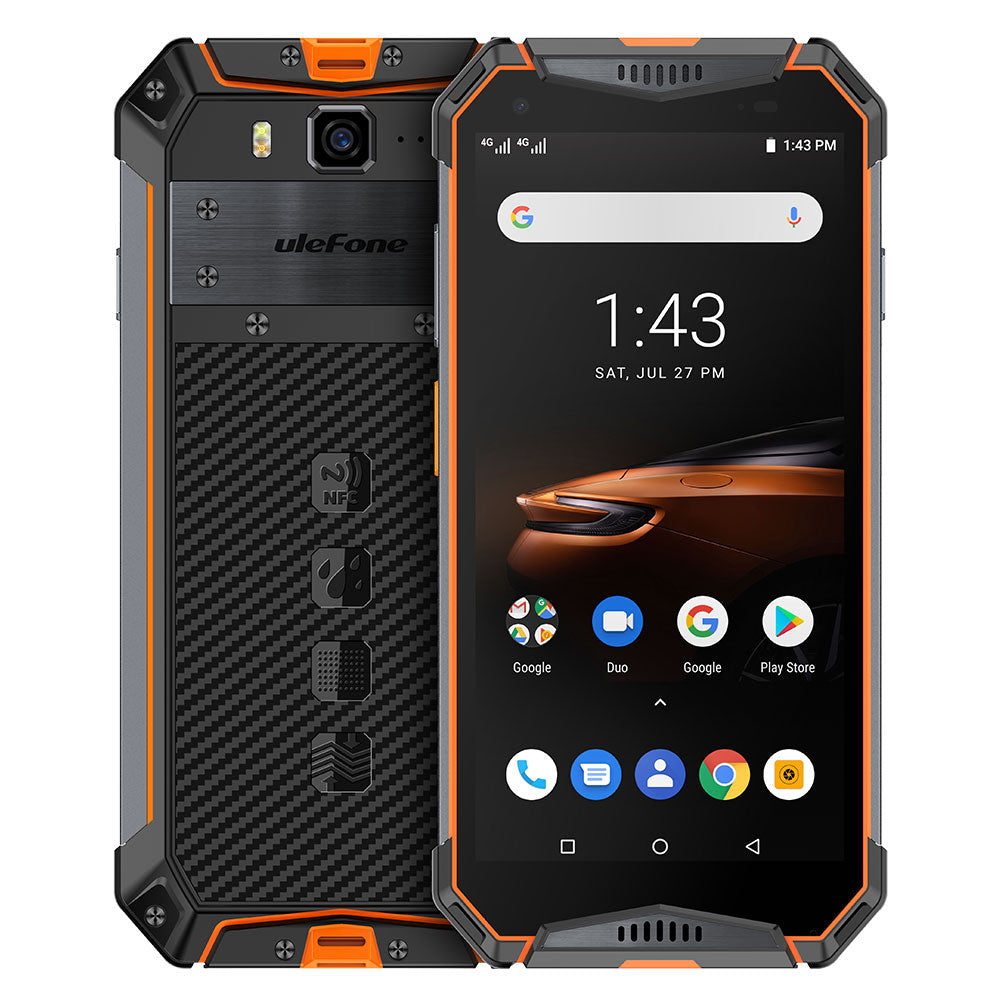 Ulefone Armor 3W IP68 Waterproof Mobile Phones Android 9.0 5.7"" Helio P70 6G+64G Face ID NFC Global Version Smartphone Orange