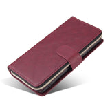 For Samsung S10/S20/S10E/ S10 Plus Pu Leather  Mobile Phone Cover Zipper Card Bag + Wrist Strap Red wine