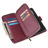 For Samsung S10/S20/S10E/ S10 Plus Pu Leather  Mobile Phone Cover Zipper Card Bag + Wrist Strap Red wine