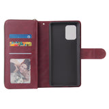 For Samsung S10/S20/S10E/ S10 Plus Pu Leather  Mobile Phone Cover Zipper Card Bag + Wrist Strap Red wine