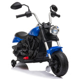 Kids Electric Ride-on Motorcycle with Training Wheels for Boys or Girls 6V Blue **