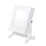 Small Mirror Jewelry Cabinet Organizer Armoire Storage Box Countertop with Stand White