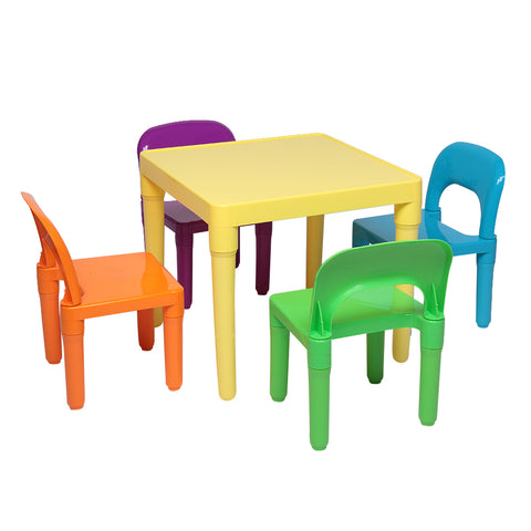 Set of Plastic Table And Chair for Children, One Desk And Four Chairs (50x50x46cm) **