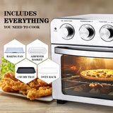 Geek Chef Air Fryer Toaster Oven, 6 Slice 24QT Convection Airfryer Countertop Oven, Roas, Broil, Reheat, Fry Oil-Free, Stainless Steel, Silver, 1700W.