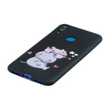 For HUAWEI Y7 2019 Cute Coloured Painted TPU Anti-scratch Non-slip Protective Cover Back Case with Lanyard sapphire