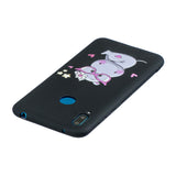 For HUAWEI Y7 2019 Cute Coloured Painted TPU Anti-scratch Non-slip Protective Cover Back Case with Lanyard sapphire