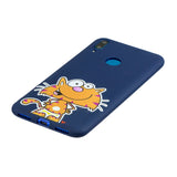 For HUAWEI Y7 2019 Cute Coloured Painted TPU Anti-scratch Non-slip Protective Cover Back Case with Lanyard sapphire