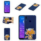 For HUAWEI Y7 2019 Cute Coloured Painted TPU Anti-scratch Non-slip Protective Cover Back Case with Lanyard sapphire