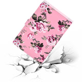 For iPad mini 1/2/3/4/5 Laptop Protective Case Frront Snap Color Painted Smart Stay PU Cover Pink flower