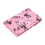 For iPad mini 1/2/3/4/5 Laptop Protective Case Frront Snap Color Painted Smart Stay PU Cover Pink flower