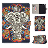 For iPad mini 1/2/3/4/5 Laptop Protective Case Frront Snap Color Painted Smart Stay PU Cover Fun elephant