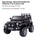 12V Kids Ride On Car Toy Rechargeable Battery 4 mph Remote Control Black US