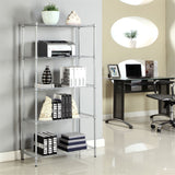 XM-304B Rectangle Carbon Steel Metal Assembly 5-Shelf Storage Rack Silver Gray