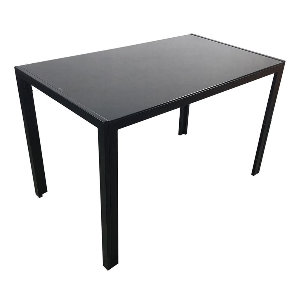 Simple Assembled Tempered Glass & Iron Dinner Table Black