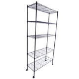 5-Layer Plastic Coated Iron Shelf with 1.5" Nylon Wheels 165*90*35 Black