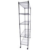 5-Layer Plastic Coated Iron Shelf with 1.5" Nylon Wheels 165*90*35 Black