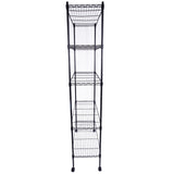 5-Layer Plastic Coated Iron Shelf with 1.5" Nylon Wheels 165*90*35 Black