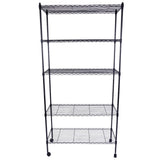 5-Layer Plastic Coated Iron Shelf with 1.5" Nylon Wheels 165*90*35 Black