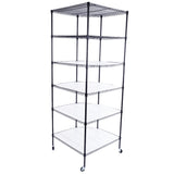 6-Layer Plastic Coated Polygonal Corner Shelf with 2" PP Wheels 680*680*1800 Black