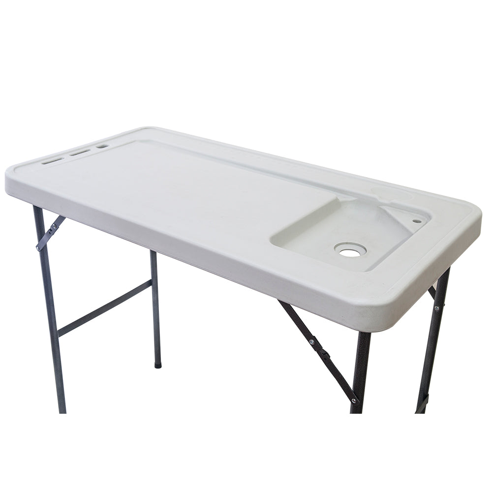 BXTY118 Outdoor Folding Multifunctional Fish Table Picnic Table with Spray Gun & Faucet White