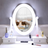 Single Mirror 5 Drawer Dressing Table White with Light Bulb