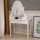 Single Mirror 5 Drawer Dressing Table White with Light Bulb