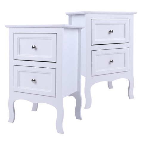 2pcs Country Style Two-Tier Night Tables Large Size White