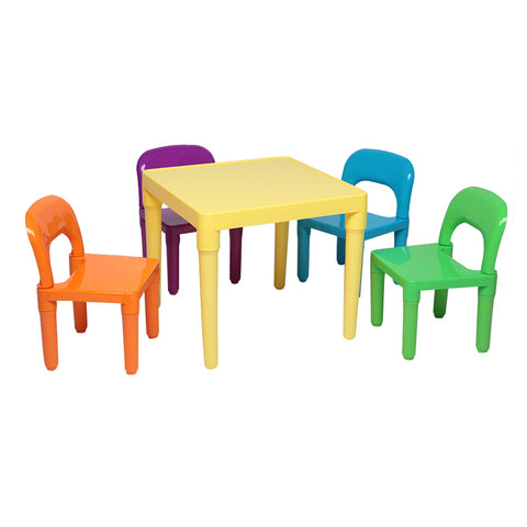 Set of Plastic Table And Chair for Children, One Desk And Four Chairs (50x50x46cm)