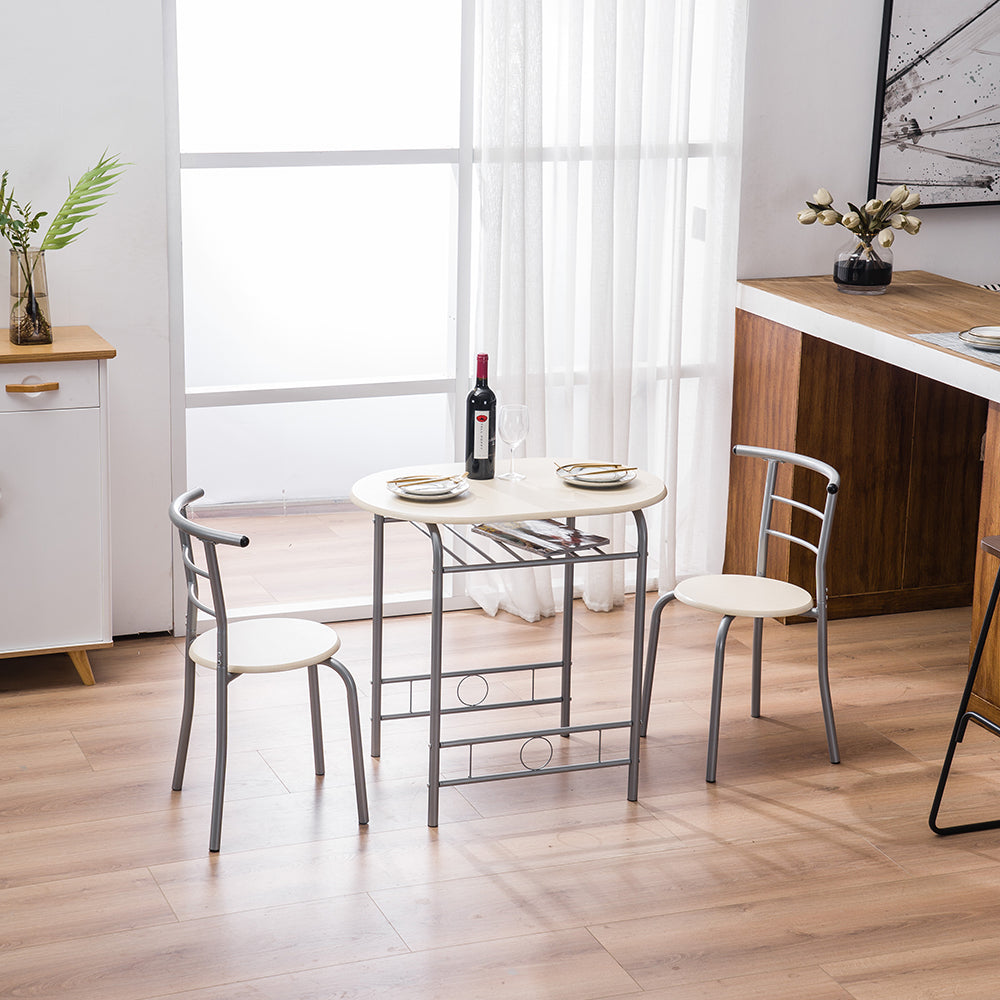 PVC Breakfast Table (One Table and Two Chairs) Natural